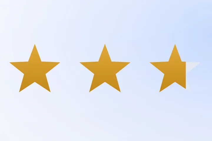 The last three stars of the row, the final one filled about two thirds of the way across.